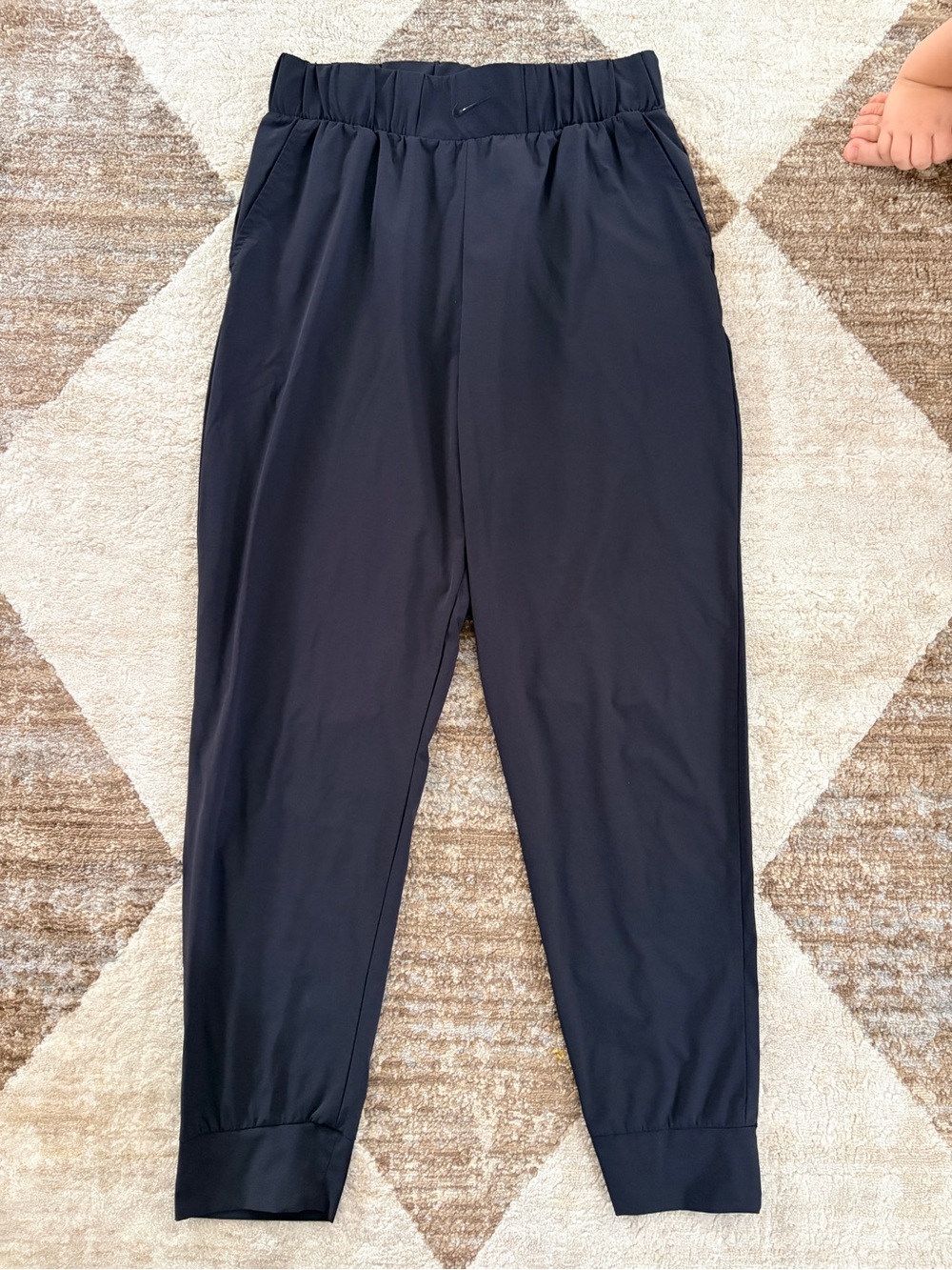 Nike Women's Black Elastic-Waist Track Joggers with Cuffed Ankles